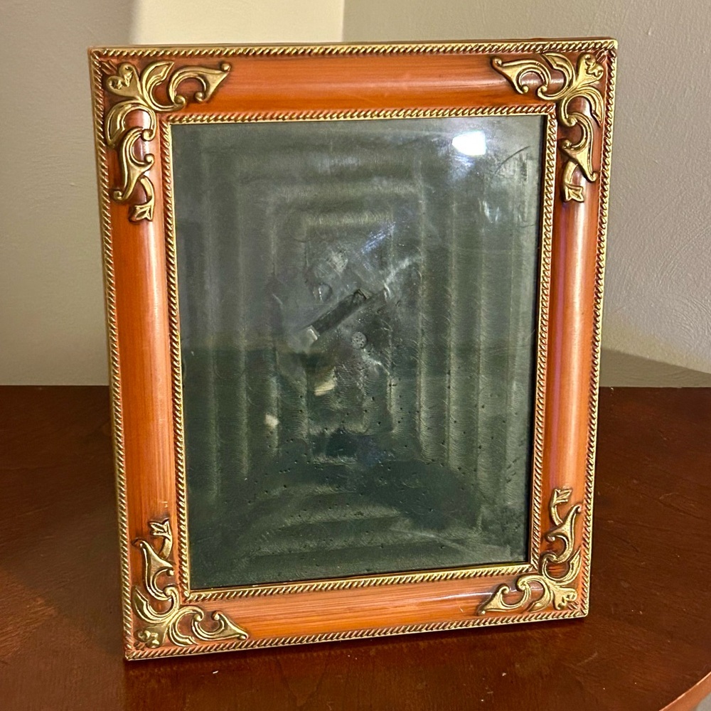Vintage Ornate Resin Scroll & Shell Brown/Coffee Picture Frame With Gold Accents